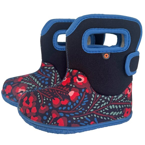 Bogs Boots Waterproof Fuzzy Lined Flower Pattern Toddler Girls Size 8 NWT - Picture 1 of 9